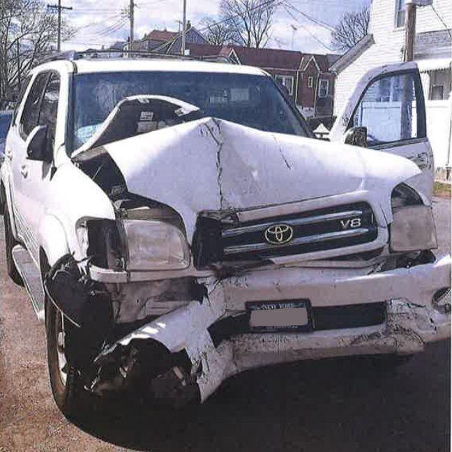 Angela damaged car